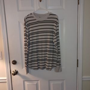 Gap Women's Long Sleeve Blue and white striped top Size L